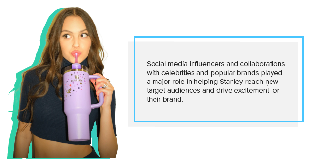 Olivia Rodrigo, an influencer and popstar, poses with a Stanley quencher