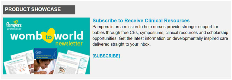 Pampers womb to world newsletter Subscribe to receive clinical resources.